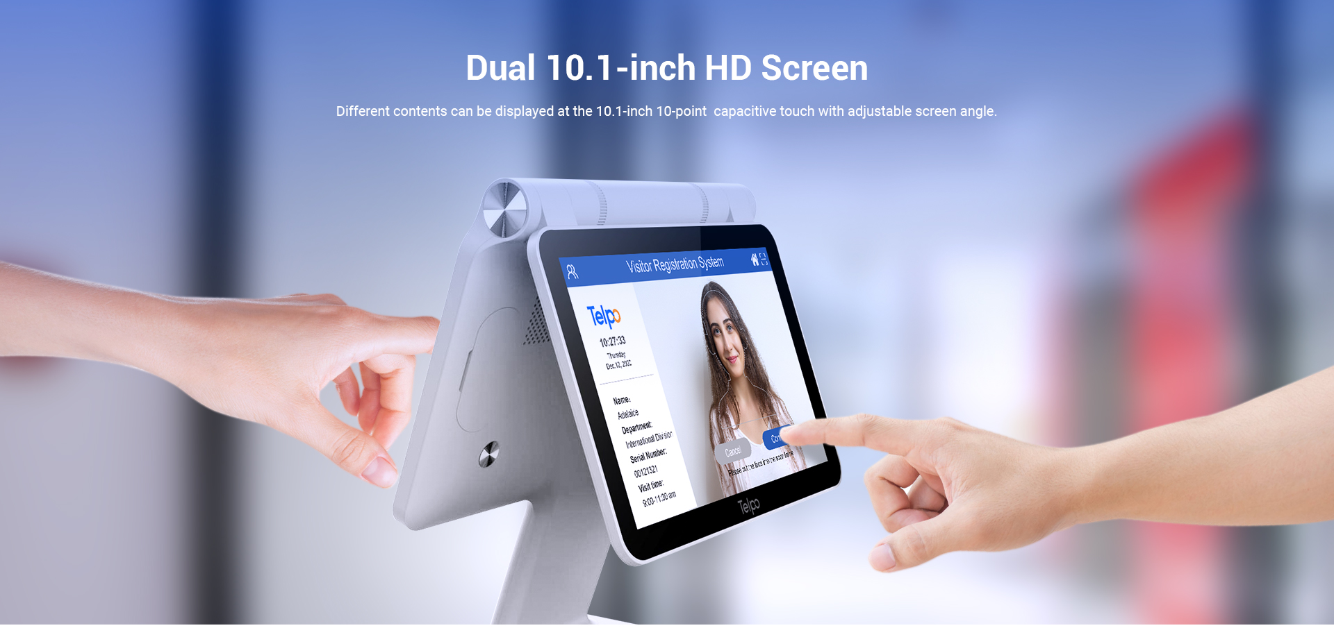 Telpo D2 10.1-inch 10-point capacitive touch with adjustable screen angle