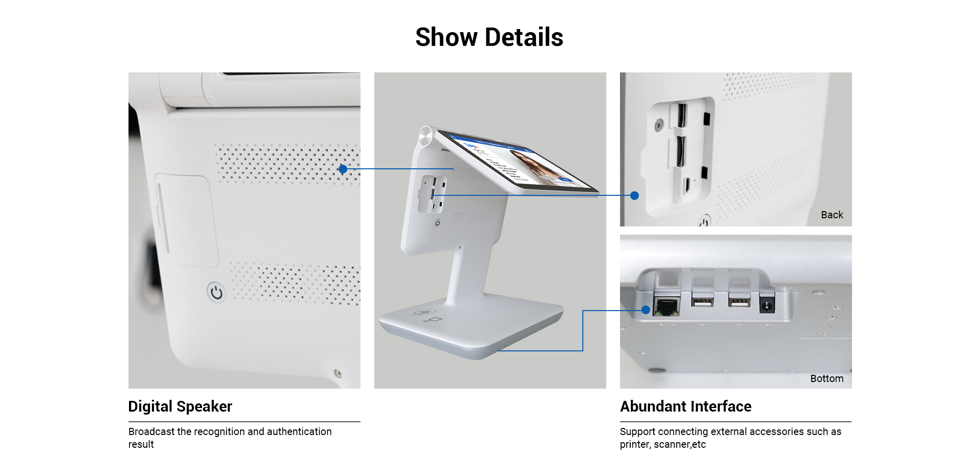 Details of Telpo D2 with Digital speaker, Heat Emission Hole, Abundant Interface