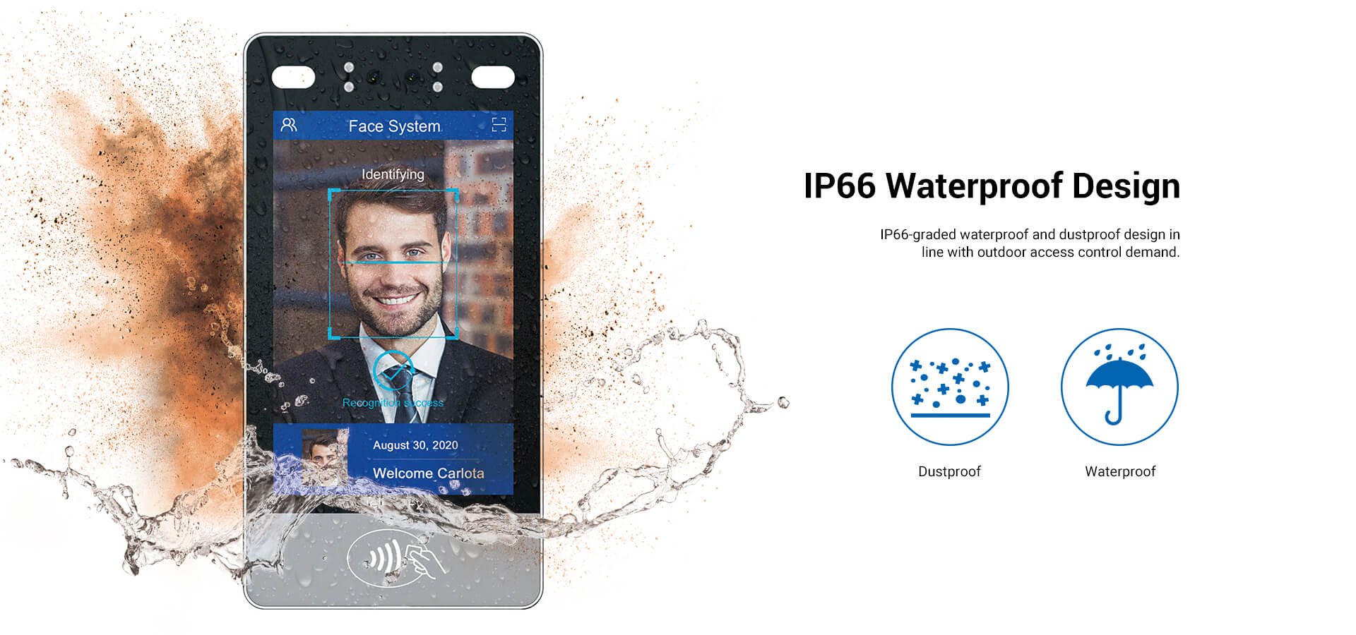 IP66 Waterproof Design Face Access Control Machine