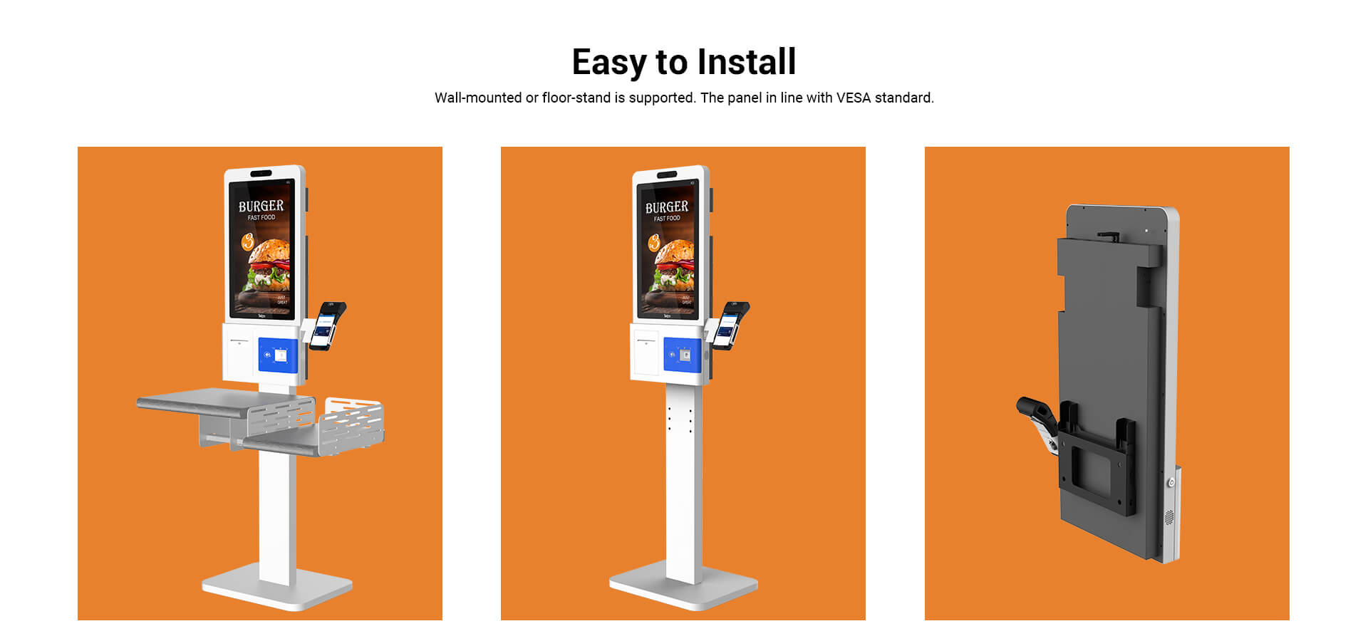 wall-mounted self ordering and payment kiosk