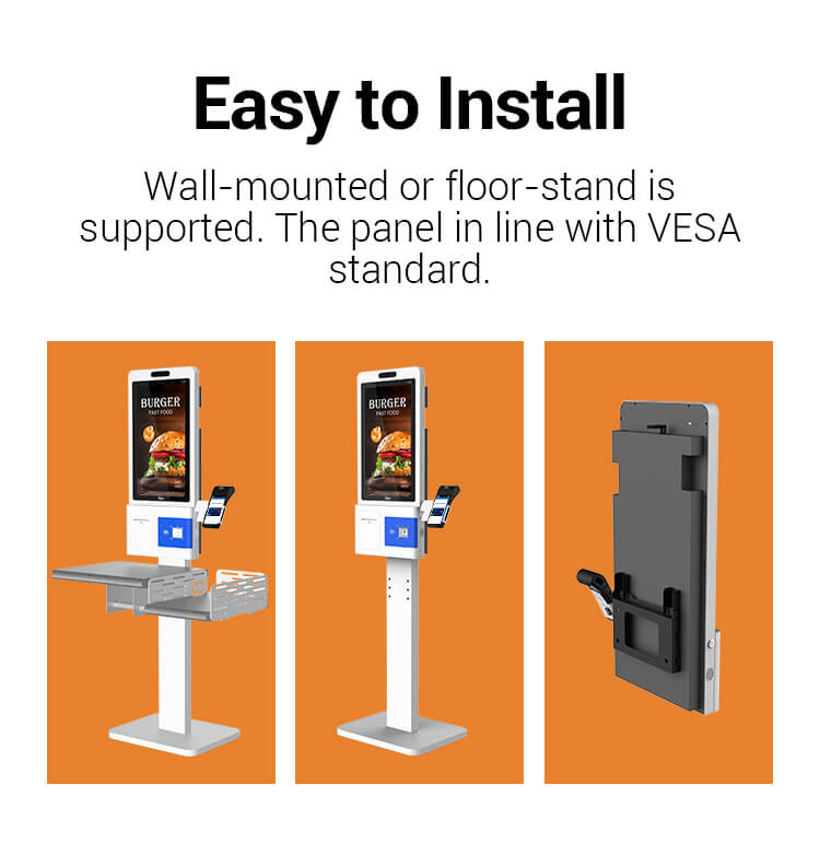wall-mounting, flooring self service kiosk machine with VESA stardarn