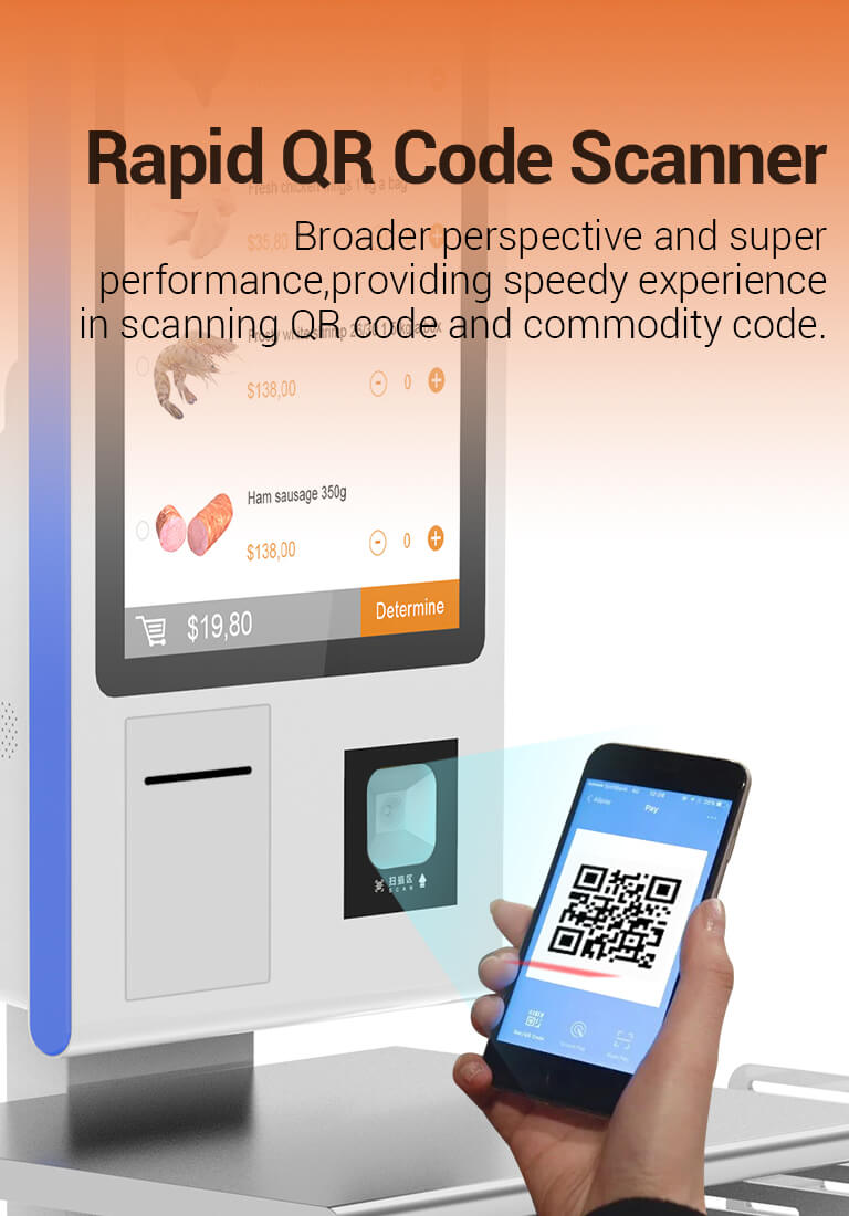 Rapid QR Code Scanner Checkout Kiosk machine