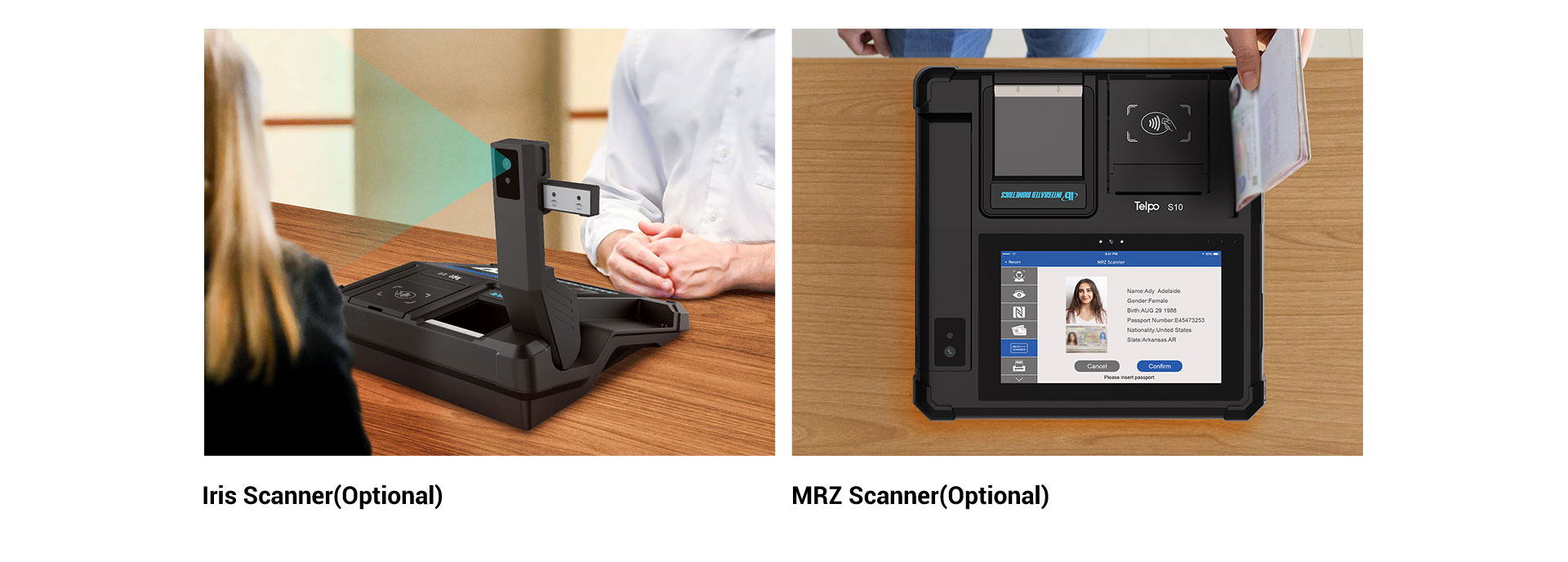 Desktop Fingerprint scanner device with Iris Scanner and MRZ scanner telpo S10