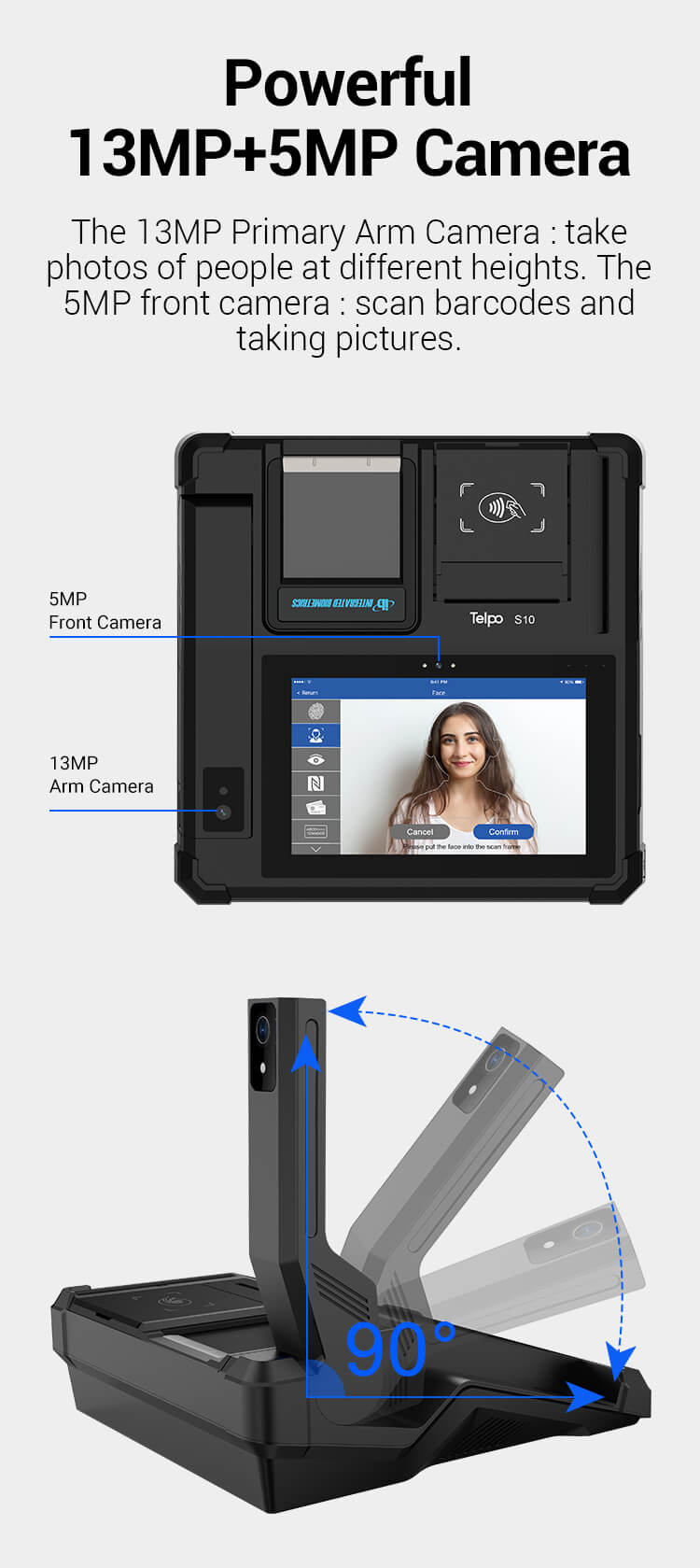 Powerful 13MP+5MP Camera for Biometric identification workstation device