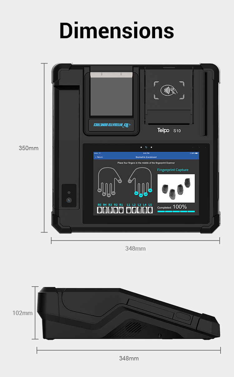 Dimensions of NIN enrollment biometric device Telpo S10