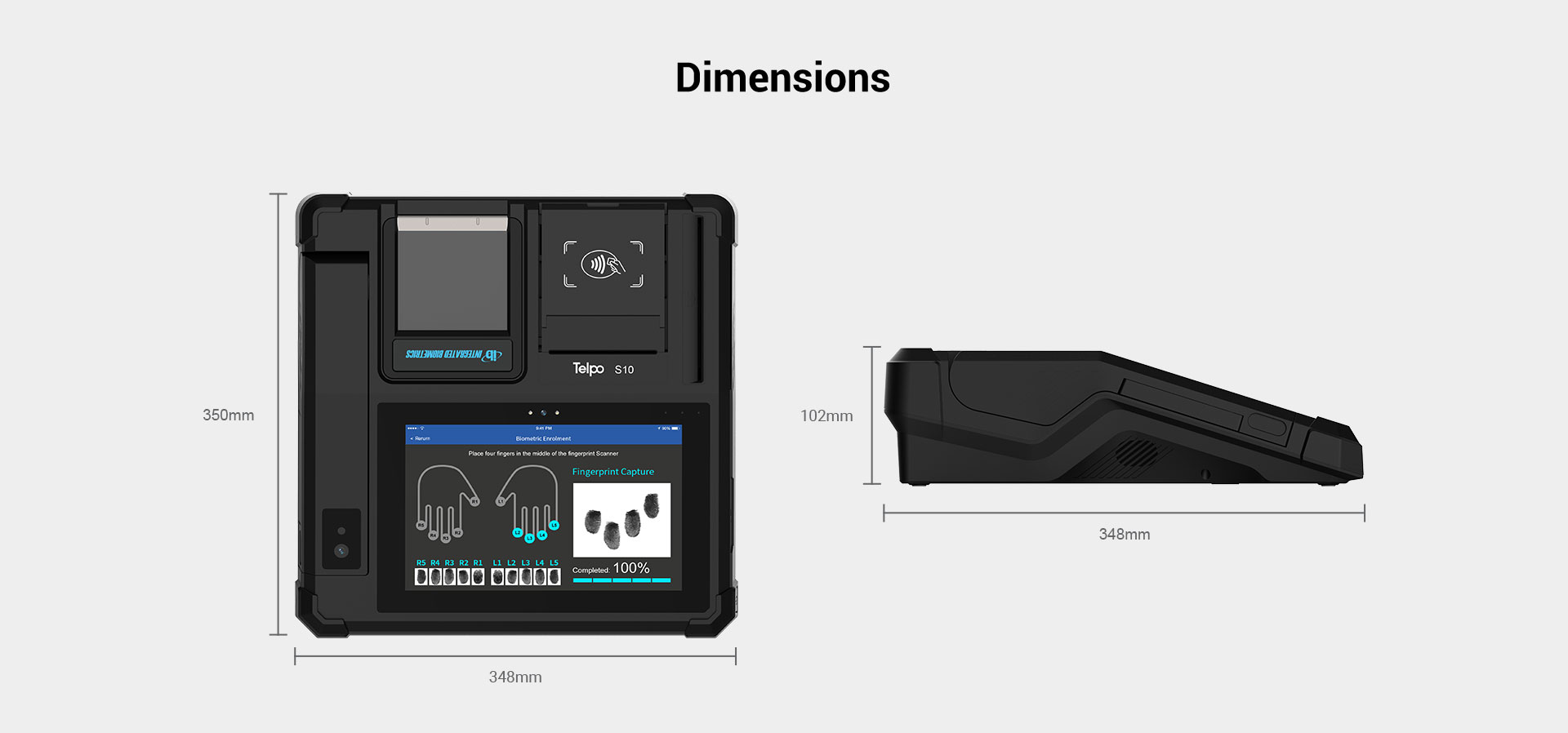 Dimensions of NIN enrolment device Telpo S10