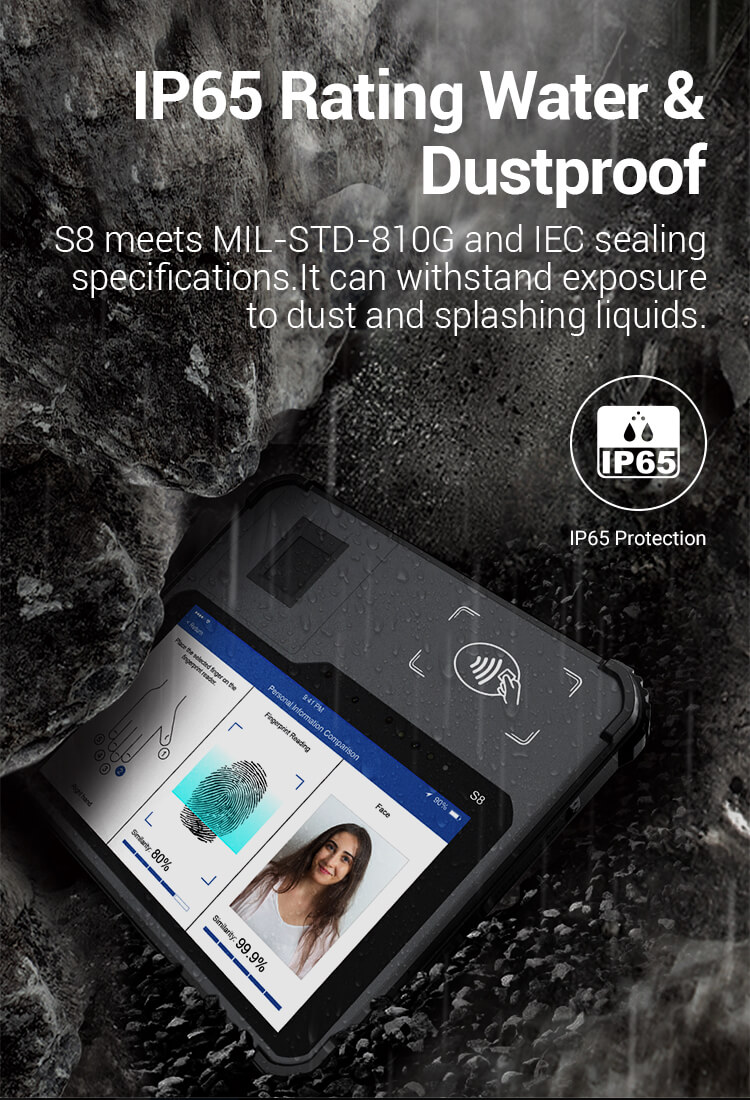 IP65 Biometric rugged Tablet PC Telpo S8