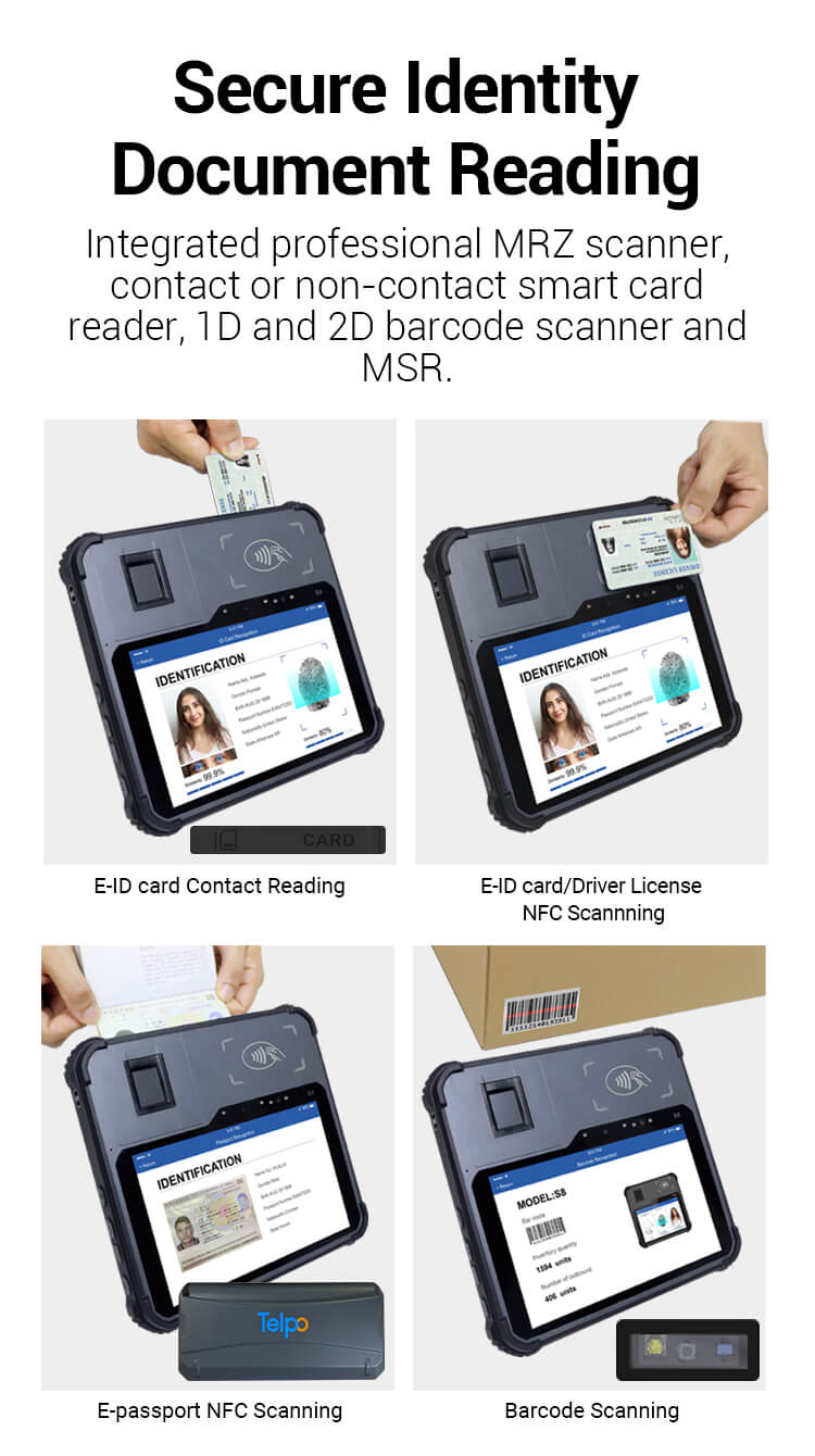 NFC and card biometric tablet with fingerprint scanner Telpo S8