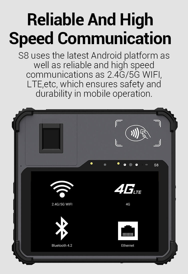 High speed communications as 2.4G/5G WIFI, LTE Fingerprint Reader Telpo S8