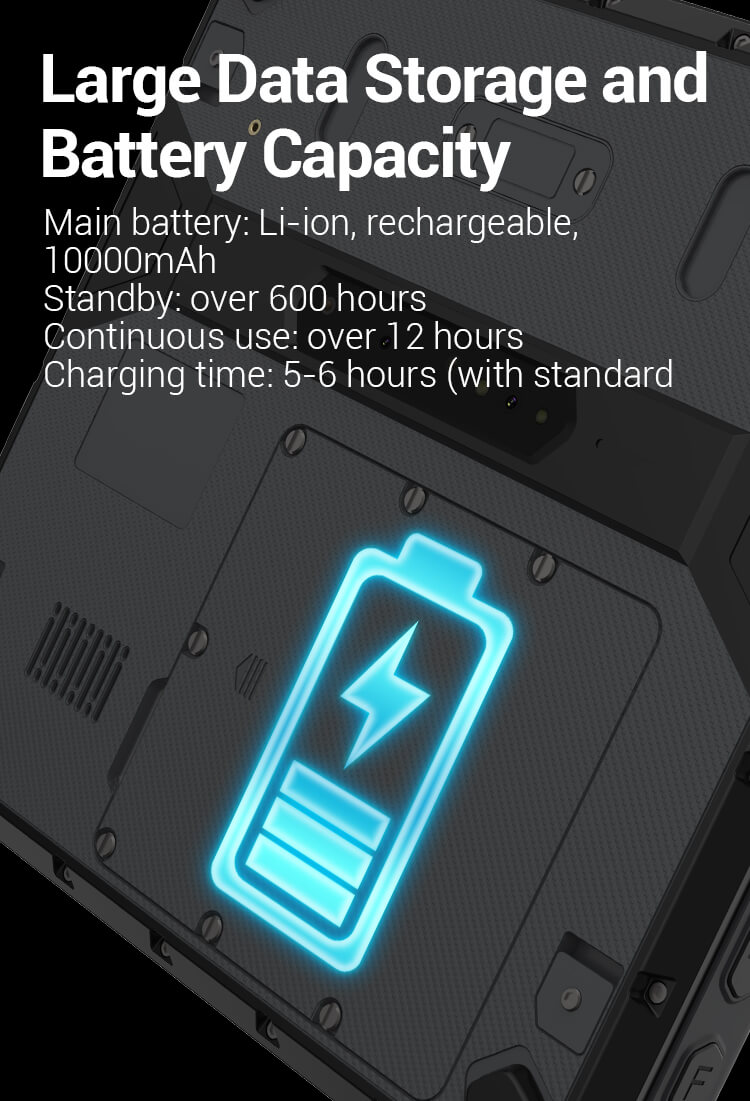 10000mAh Li-ion, rechargeable battery ;over 600 hours Standby Telpo S8