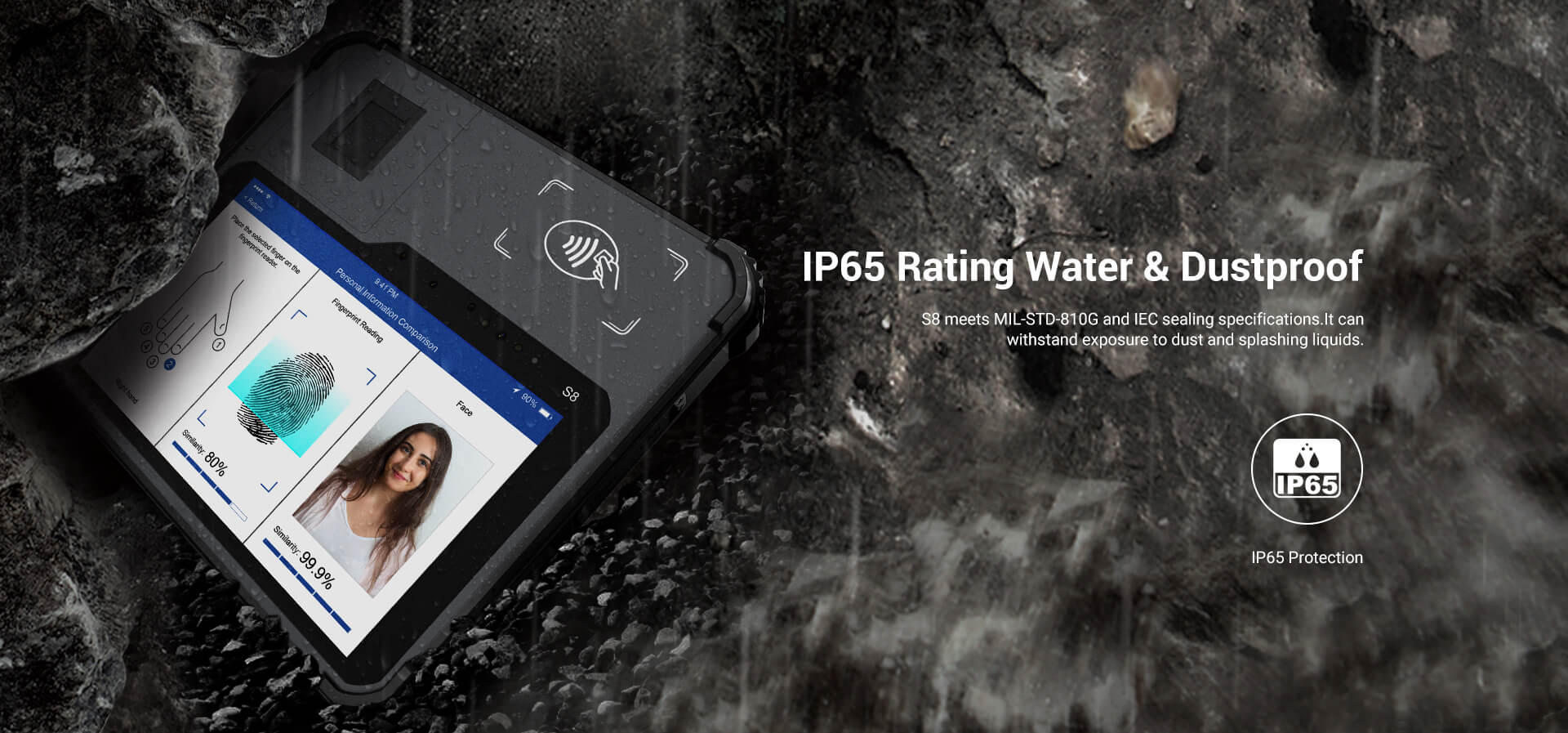 IP65 Waterproof and rugged biometric tablet 