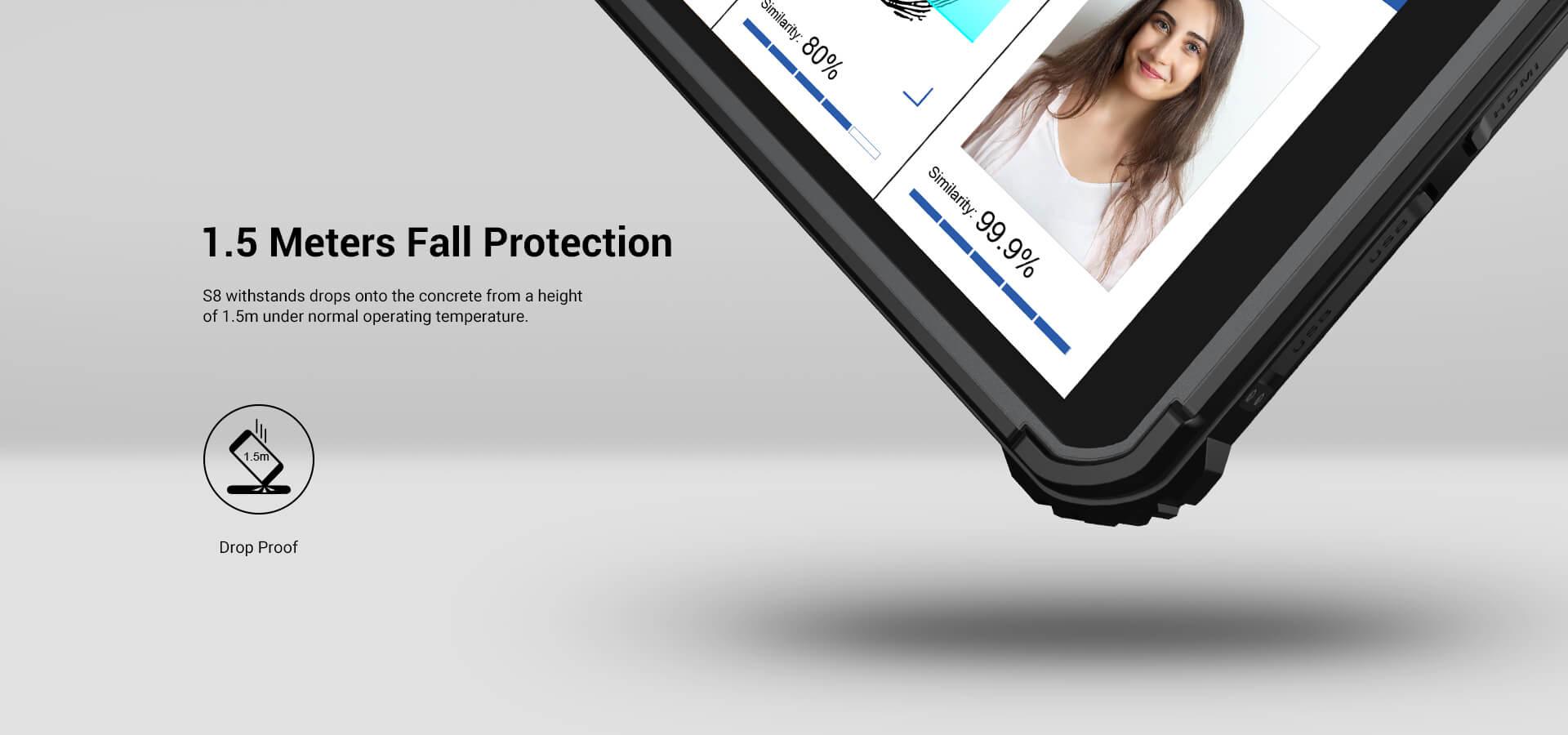 1.5m anti-falling android rugged biometric tablet 