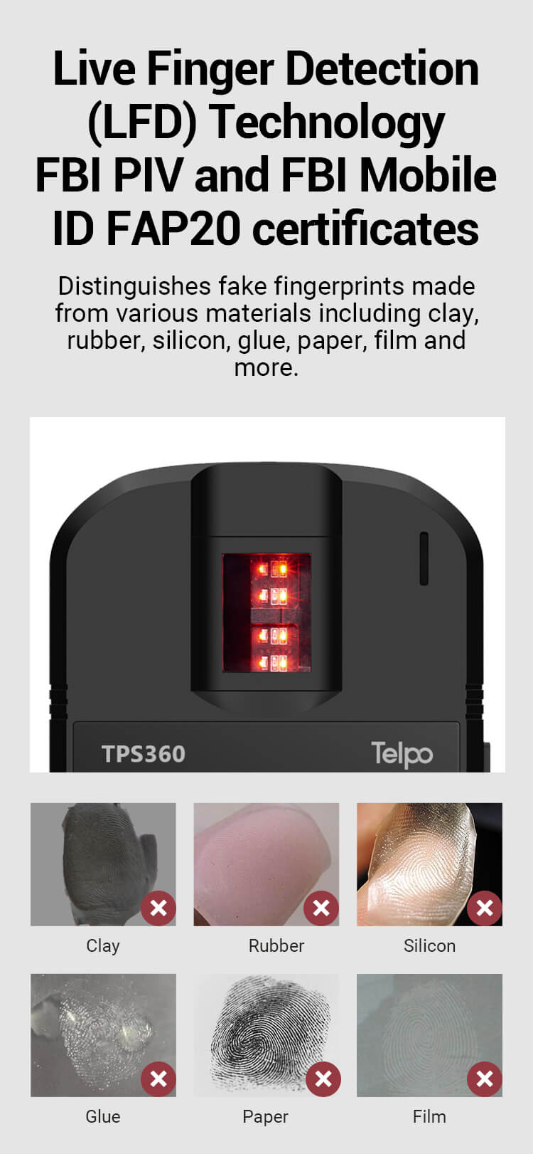 Fingerprint reader biometric device handheld terminal TPS360