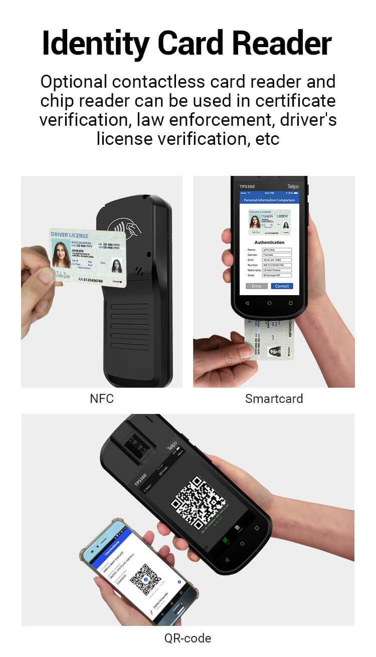TPS360 biometric Identity card device handheld terminal