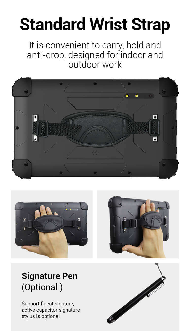 TPS450 Biometric Tablet has Standard Wrist Strap, optional Signature Pen