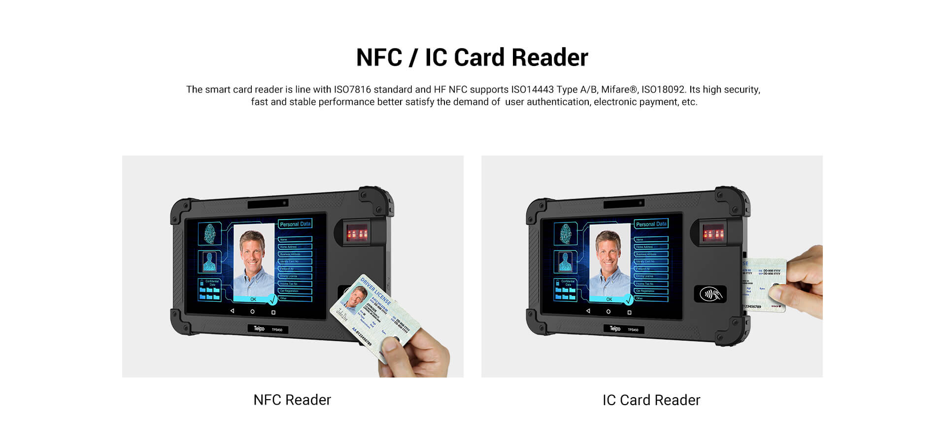 Biometric Tablet with NFC reader satisfys the demand of user authentication, electronic payment