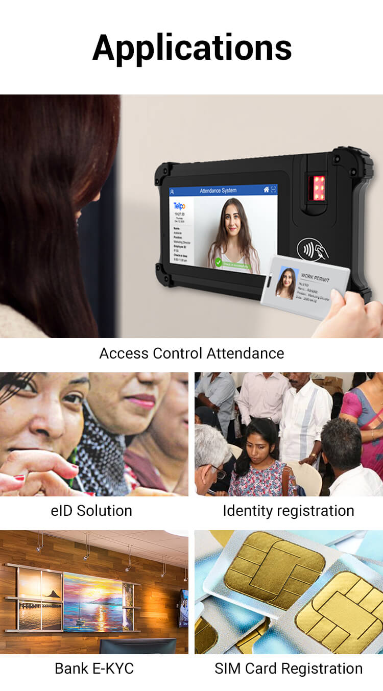 eID Solution，Identity registration and authentication，Mobile Time and Attendance, Border Control,Bank E-KYC, SIM Card Registration