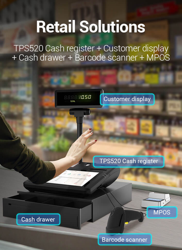 Gorcery store cashier POS register machine android os