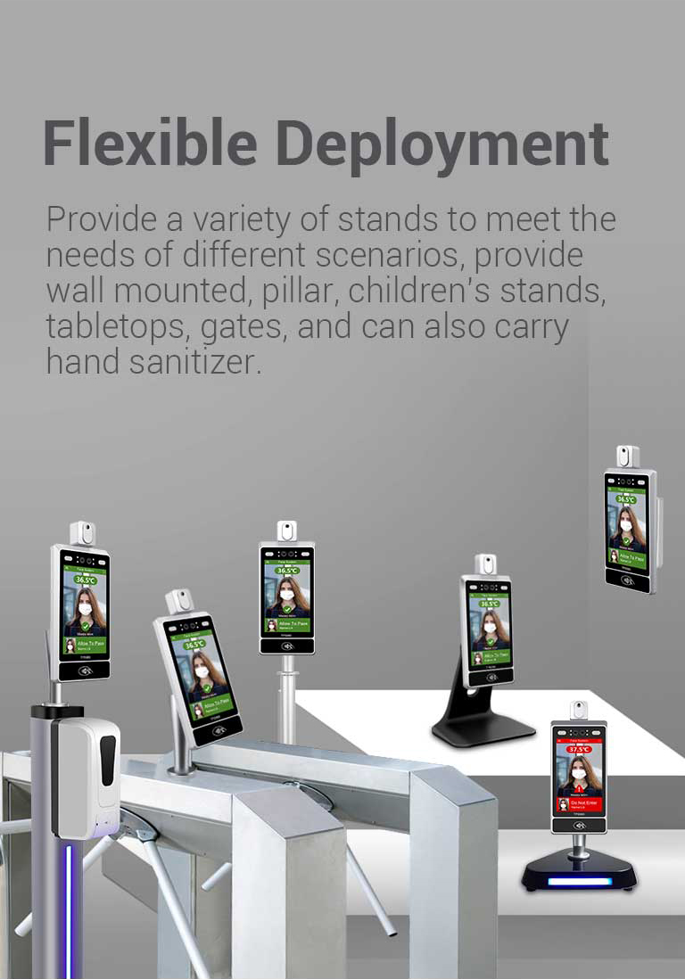  Height and angle of Face Recognition Thermomether Terminal Telpo TPS980T 